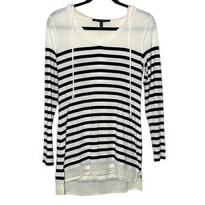 WHBM Striped Hoodie Size XS Ivory Black Stripes Long Sleeve NWT